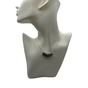 *NEW* 925 Silver Marcasite and Turquoise Tunnel Pendant Necklace